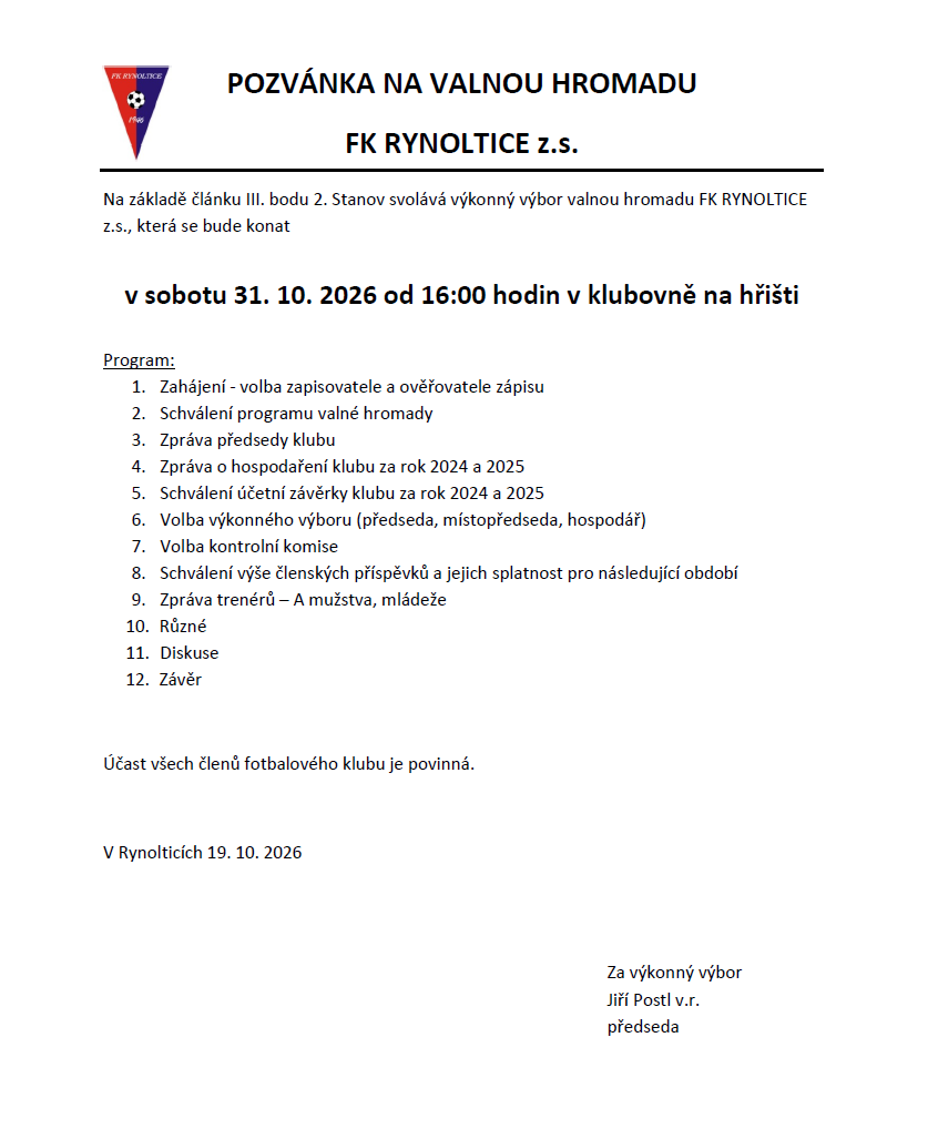 Pozvánka VH 31.10.2026